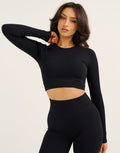 Arise Comfort Cropped Long Sleeve V2 - Stealth Black