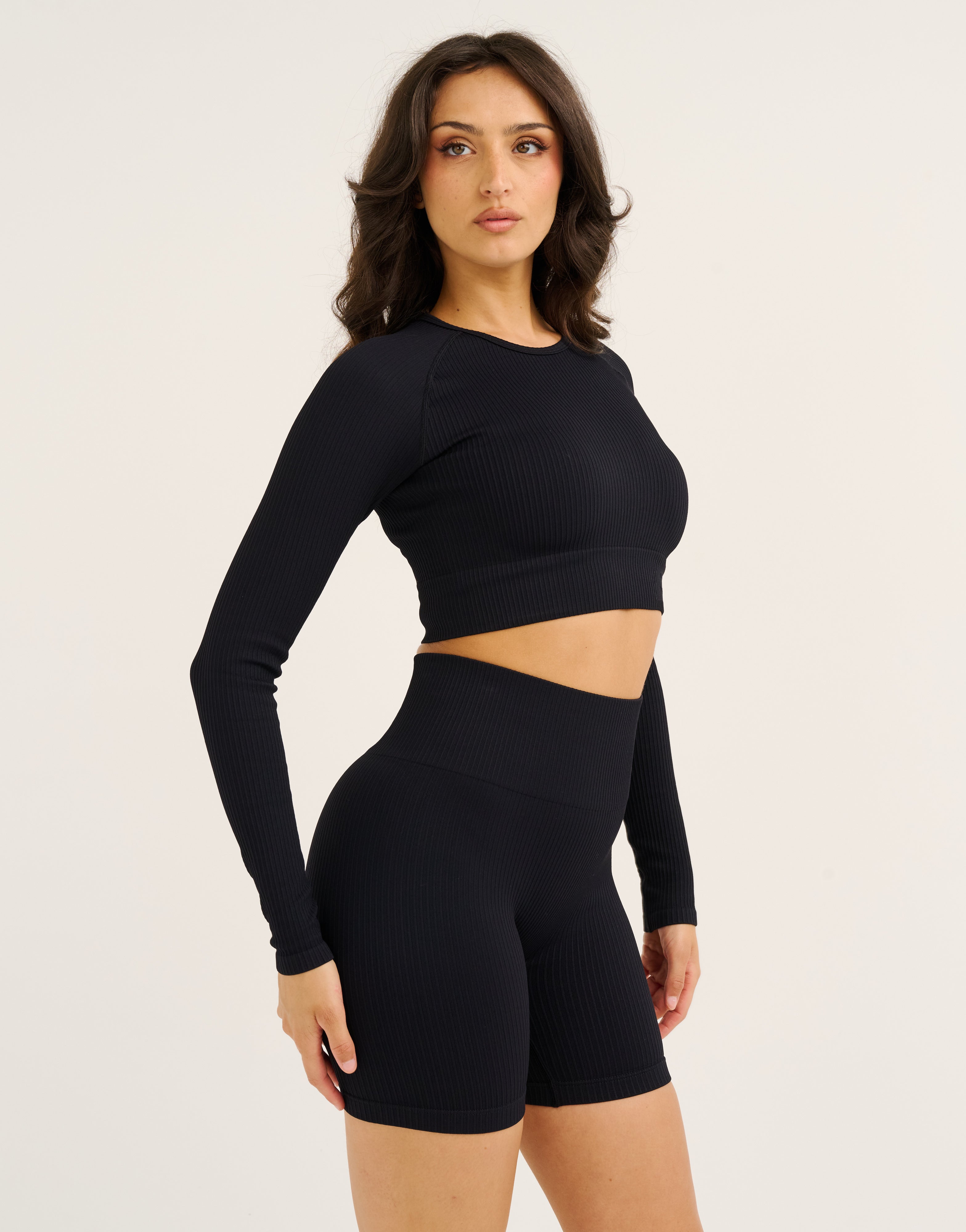 Arise Comfort Cropped Long Sleeve V2 - Stealth Black